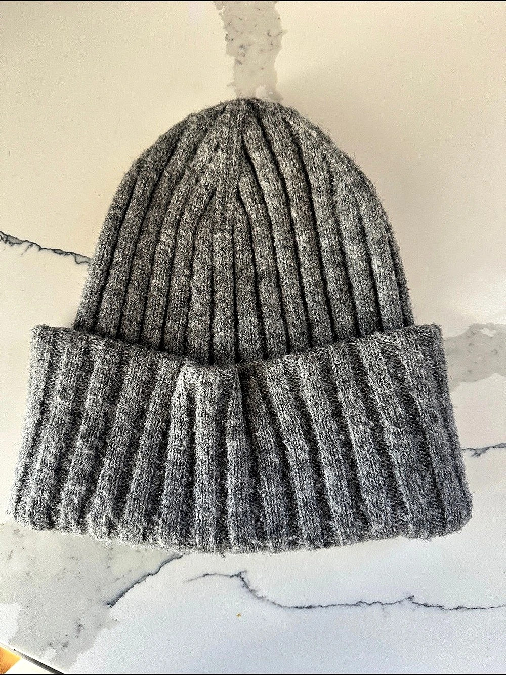Maeve Gray Ribbed Knit Beanie